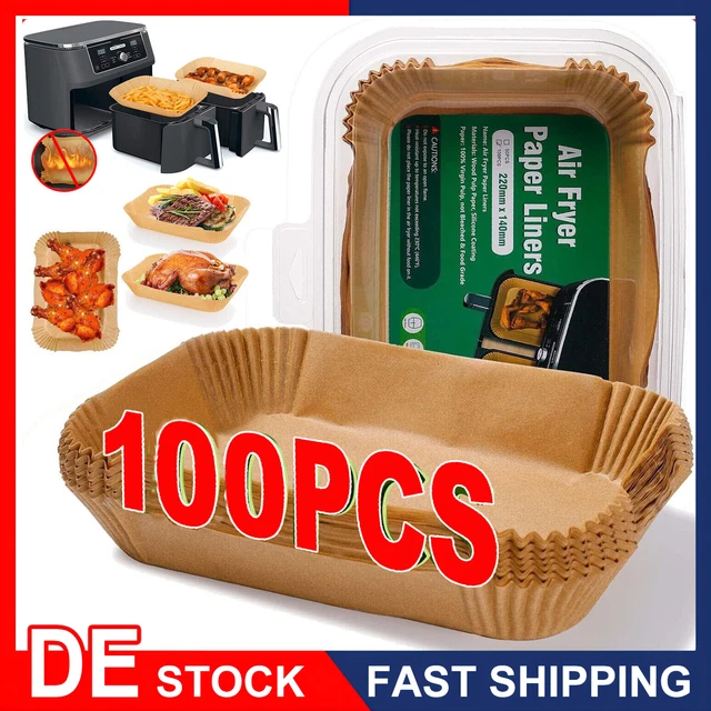 Backpapier Wiederverwendbar 100 Stück Backpapier Für Air Fryer & Ofen - Passt In Heißluftfritteuse, Friteuse, Grill | Wiederverwendbar, Bräunlich Heißluft Fritteuse Gebraucht