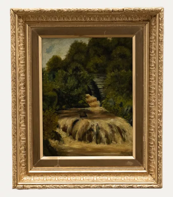 Framed Late 19th Century Oil - Waterfall in the Woods