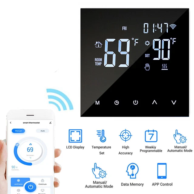 Capteur wifi sans fil app Control LCD thermostat numérique Home programmable