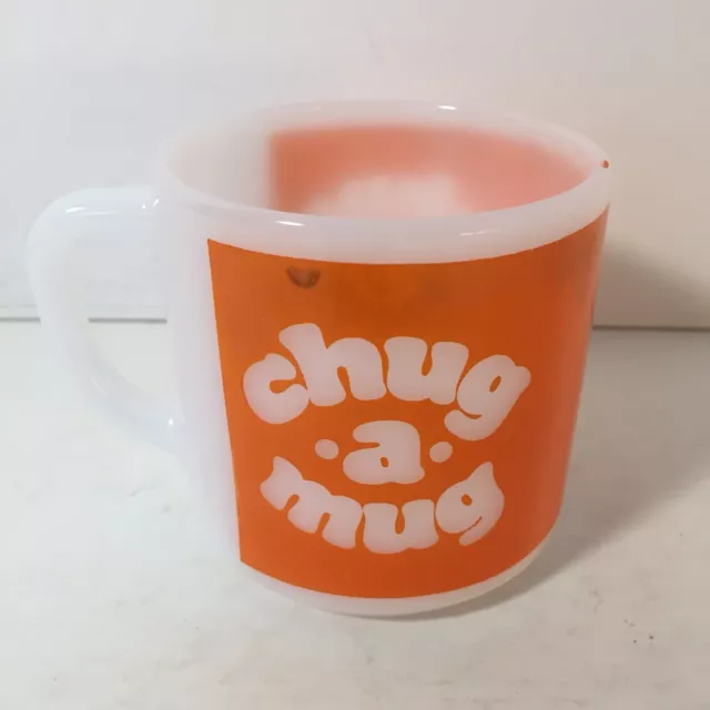 RARE Vintage Federal Milk Glass Orange Chug A Mug Coffee Cup