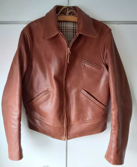 SJC Leather Jacket 1930s Style 38 Med Chestnut Brown Simon James Cathcart London