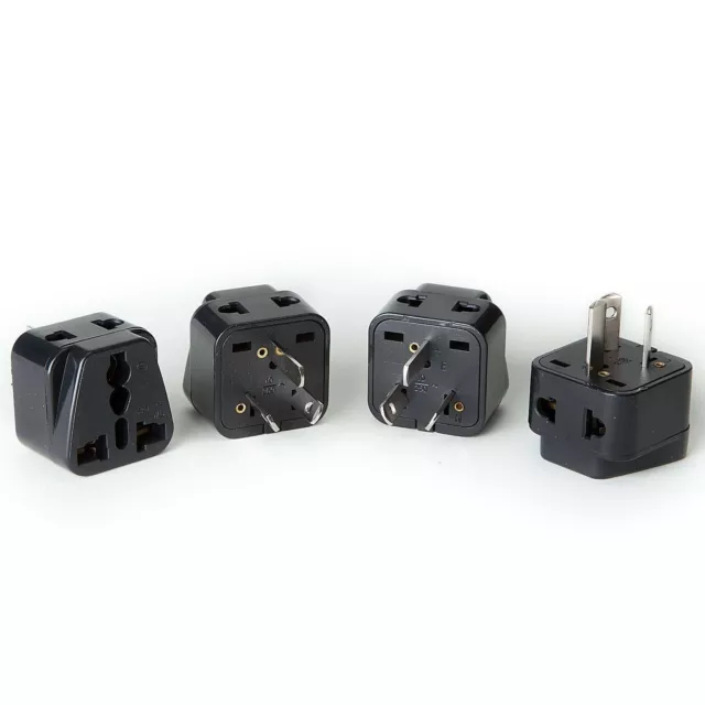 OREI 2 in 1 Universal/USA to Australia/China (Type I) Adapter Plug-4 Pack- Black