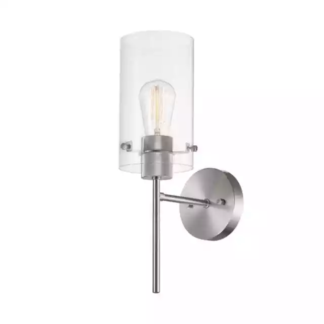 Globe Electric Cusco 1-Light Brushed Nickel Wall Sconce with Clear Glass Shade