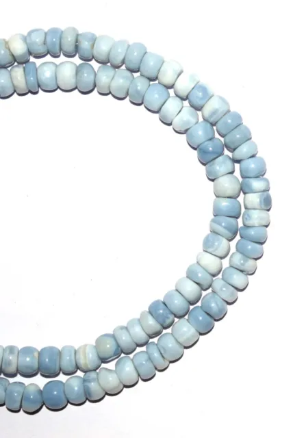 Blue Opal Gemstone 6 mm Beads 925 Sterling Silver 12" Strand Necklace cv01
