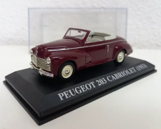 Peugeot 203 Cabriolet Wine Red 1953 1/43 Box Showcase