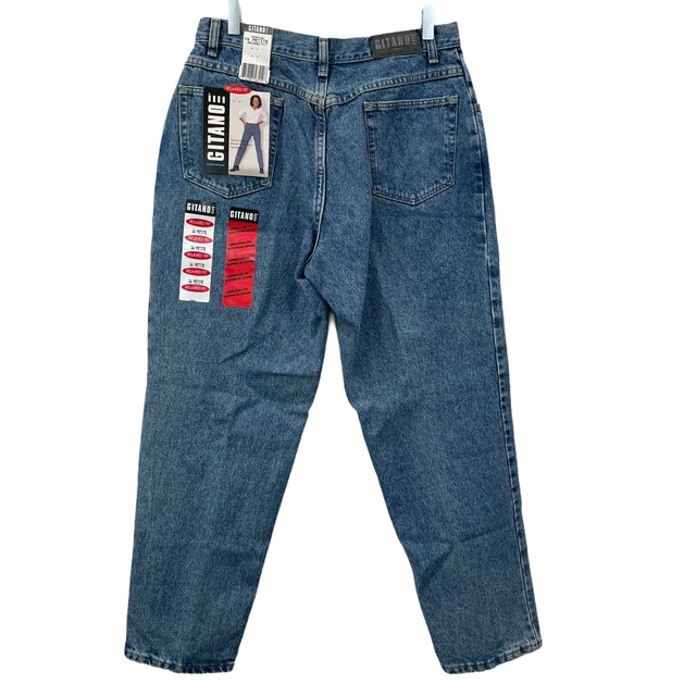 Vintage 90s Mom Jeans High Waisted Blue Relaxed Gitano Tapered 16 p 31 x 28 NEW