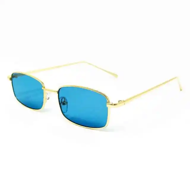 Sonnenbrille für Damen und Herren goldfarbener Rahmen blaue Gläser Brillen...