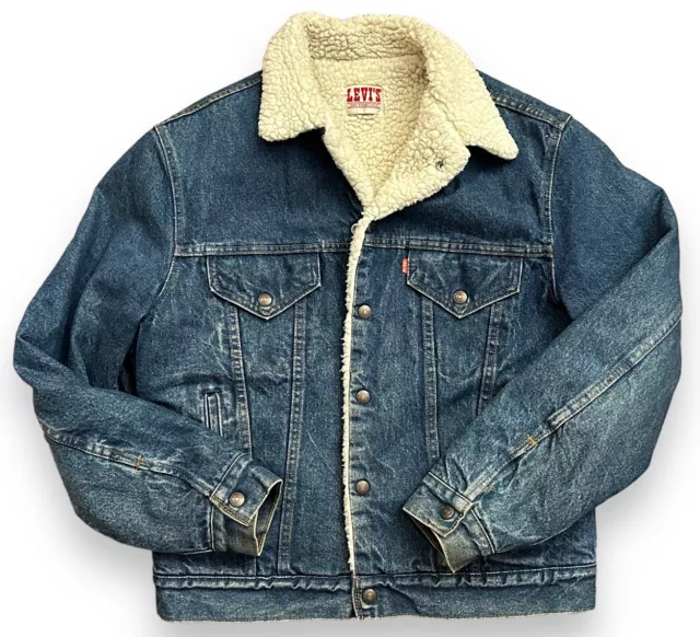 Vintage Levis San Francisco Denim Sherpa Lined Jean Jacket Size Small