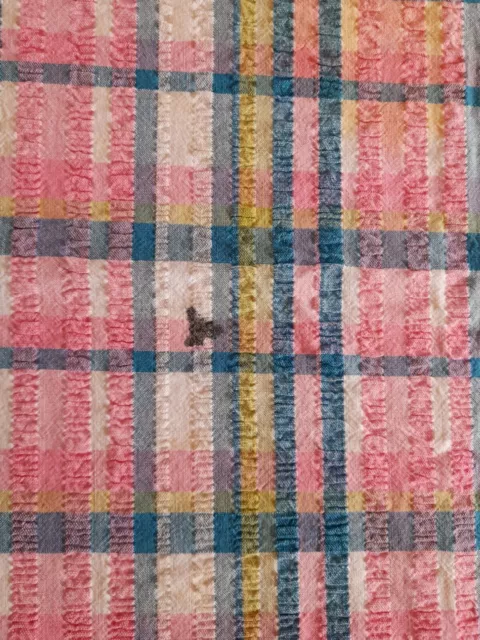 Vintage Retro Square Seersucker Pink Blue White Check Tablecloth 3