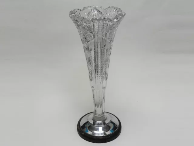 American Brilliant Period Bp Cut Glass Encased Trumpet Vase Att. J.d. Bergen