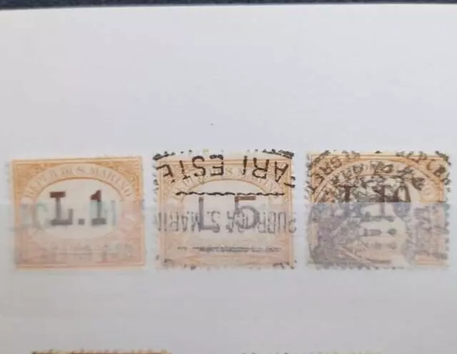 SAN MARINO - 1925 Segnatasse lire 1 , 5 lire 10 lire ALTI VALORI USATI
