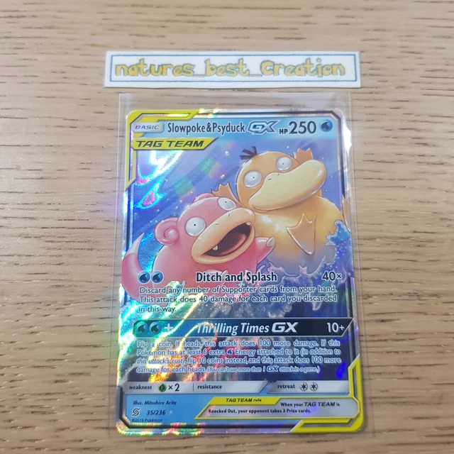 NEUWERTIG Slowpoke & Psyduck GX 35/236 Holo/Glänzende Pokémon-Karte, SM einheitlich