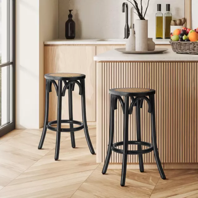 Oikiture Kitchen Bar Stools Gas Lift Swivel Chairs Stool Wooden PU