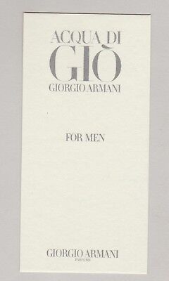 Acqua di Gio Giorgio Armani advertising card ARMANI Carte publicitaire 