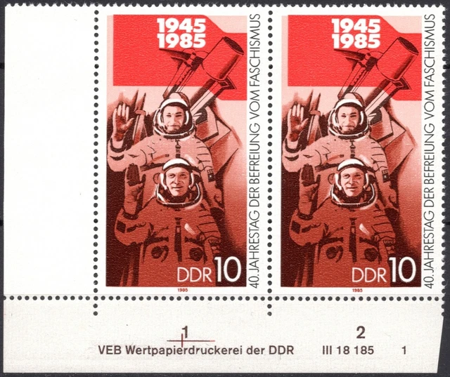 DDR 1985 Mi.Nr. 2941 ** postfrisch Eckrand mit DV Druckvermerk FN 1