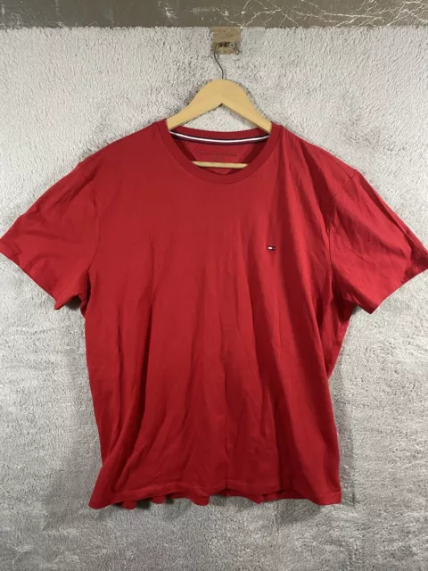 Tommy Hilfiger Mens Short Sleeve Casual Regular T Shirt Size Large Red Cotton