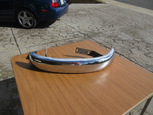 Mercedes-Benz W186 Adenauer LEFT FRONT OEM chrome bumper with brackets DM