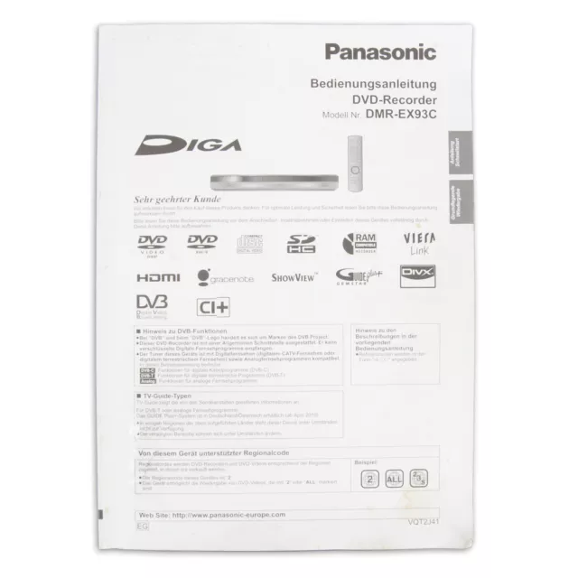 Panasonic DMR-EX93C Bedienungsanleitung Manual Deutsch DVB-C HDD DVD Recorder