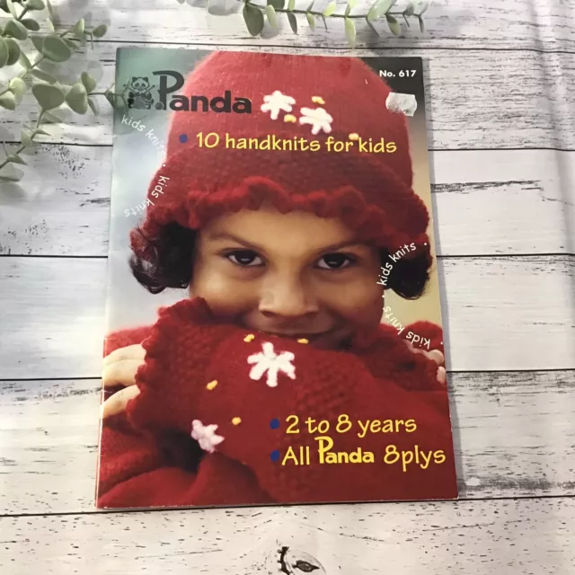PANDA KNITTING PATTERN BOOK NO. 617 KIDS HANDKNITS 2 TO 8 YEARS 8ply 10 Patterns