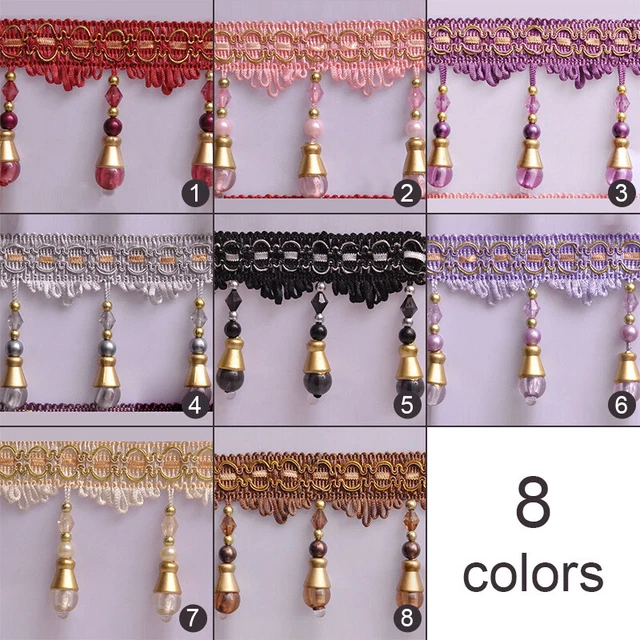 11M Crystal Beaded Tassel Fringe Trim Curtain Accessories Crafts Upholstery Lace