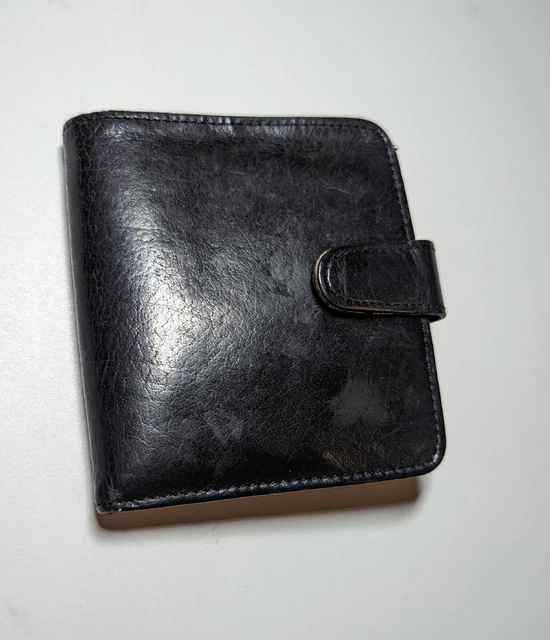 Vintage Coach Bi-Fold Snap Wallet with Kiss Lock Coin Purse Black Leather