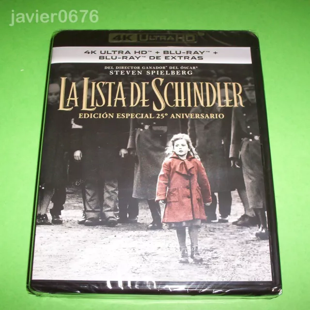 La Lista De Schindler 4K Ultra Hd + Blu-Ray + Blu-Ray Extras Nuevo Y Precintado