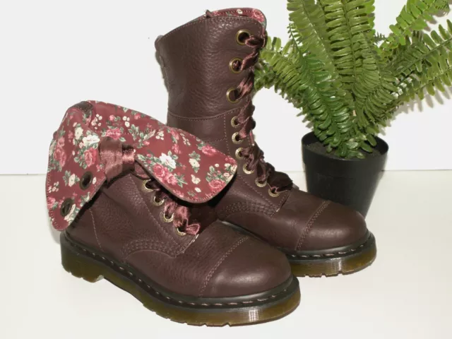 DR MARTENS TRIUMPH AIMILIE fold over leather biker boots floral