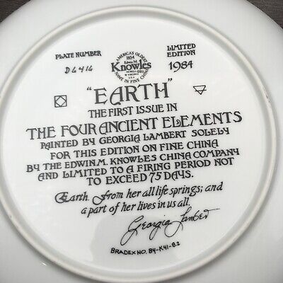 Vintage Knowles "Earth" Four Ancient Elements 9" Collectible Plate 1984 Lambert 2
