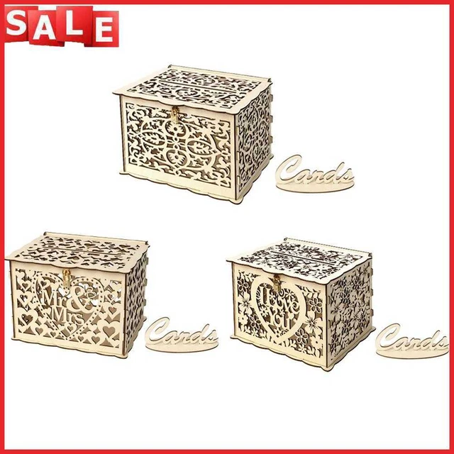 Hágalo usted mismo Portatarjetas Contenedor Creativo Caja de Madera Portátil Simple para Fiesta de Cumpleaños