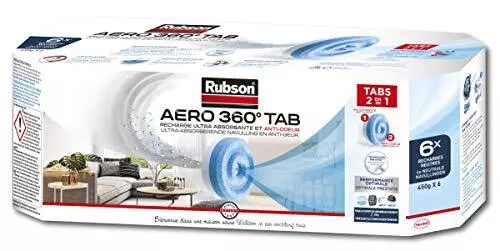 Rubson AERO 360° TAB, recharges en tabs neutres pour absorbeur d'humidité, ultra