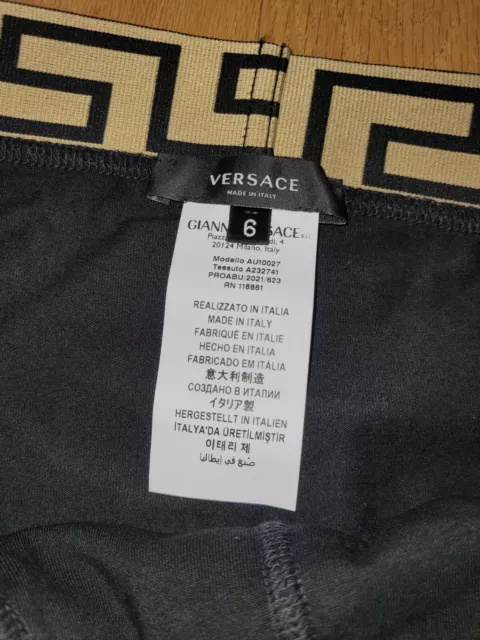 Authentic Men's Versace Greka Border Cotton Briefs Black Size 6 (US Size L) 2