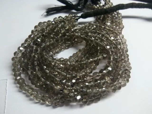 Smoky Quartz Gemstone Faceted Rondelle 4-5 Mm Beads 13" Strands