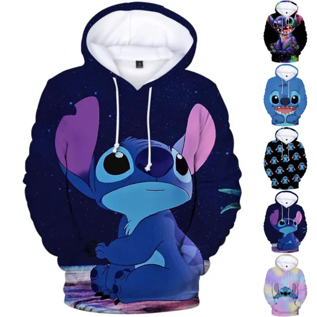 Lilo & Stitch Cartoon Print Hoodie Sweatshirts Hooded Pullovers Jumper Tops Kids