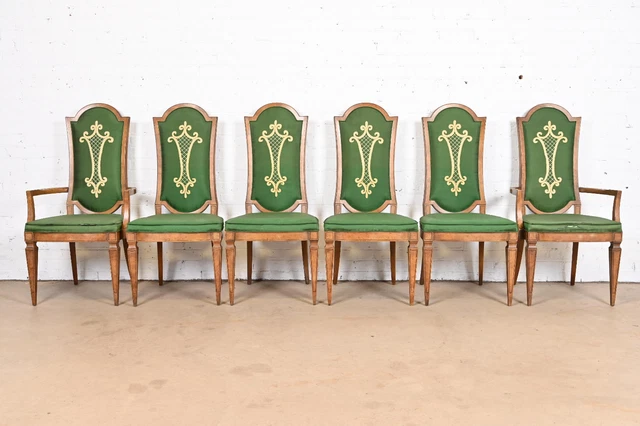 Mastercraft Italian Louis XVI Burl Wood Dining Chairs, Set of Six Mastercraft Italian Louis XVI Burl Wood Dining Chairs, Set of Six