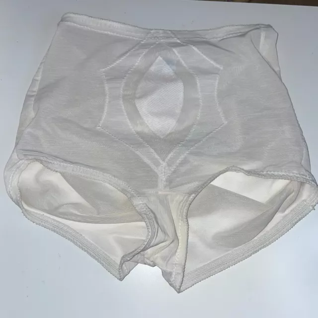 Vintage Exquisite Form Girdle Panty M Firm Brief Shaper White Ruched Rear Seam