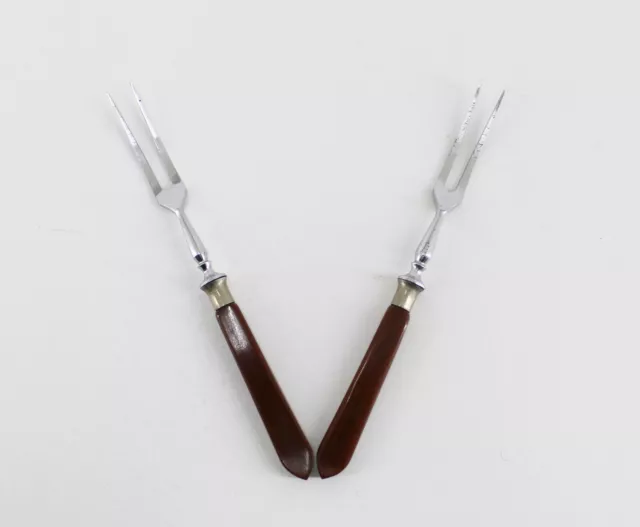 kleines Vorlegebesteck Bakelit braun 2x Gabel 17 cm
