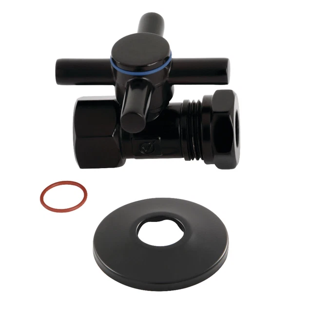 Kingston Brass CC4415.DXK 2-1/8"H Quarter Turn Straight Stop - Black