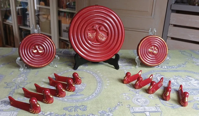 Lot De Repose-couteaux En Barbotines De Vallauris - Porcelaine Verte - Vintage