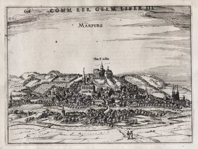 Marburg Hessen Gesamtansicht Kupferstich engraving Bertius 1616