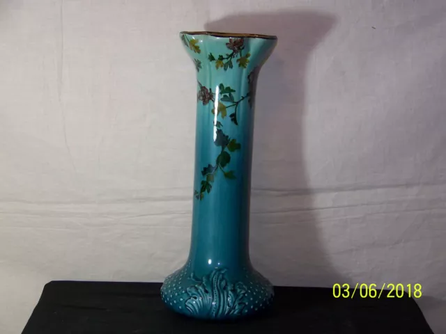 George Jones & Sons c1874 Orient Ware Long Stem Floral Design Vase