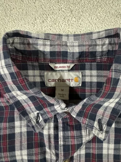 CARHARTT BLUE PLAID Button-Up Flannel Shirt Men’s Size Medium $18.00 ...