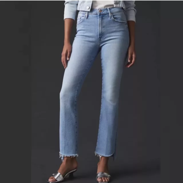 NEW MOTHER Denim The Insider Crop Step Fray Jeans Limited edition Size 28 NWT