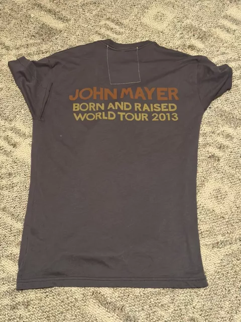 John Mayer Born and Raised World Tour 2013 Aviator Nation Gray T Shirt Small 2