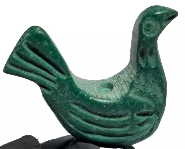 Superb   Ancient Roman Faience Dove Bird Bead 200 Ad 1,5 Gr 25 Mm