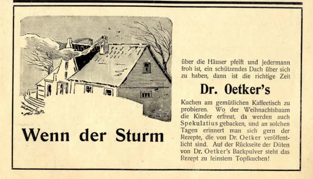 Wenn der Sturm... Dr. Oetker`s Backpulver Historische Annonce von 1905