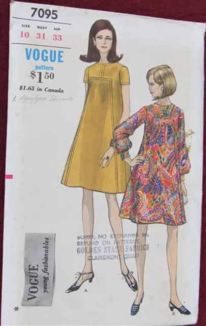 1960s Butterick 4420 Young Designer Mary Quant Vintage Sewing Pattern Mod  Dress