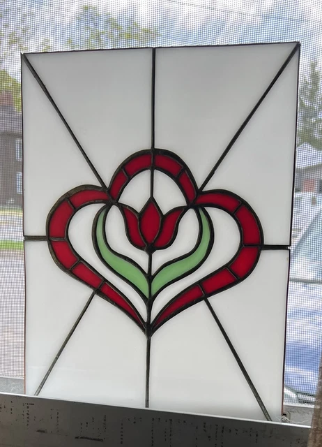 Vintage Set of (2) Stained glass panels 9x12”. Excellent condition. Beautiful