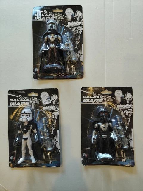 3x Galaxy Wars Star Wars KO Darth Vader Stormtrooper + Boba Fett Toy Figures MOC