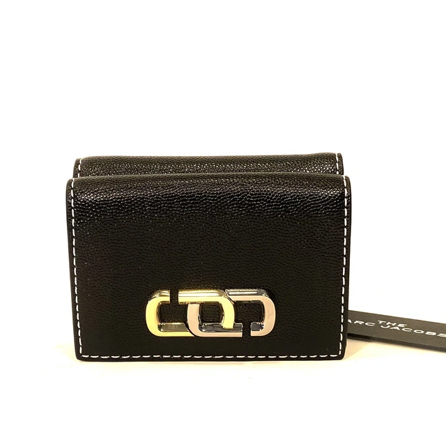 MARC JACOBS J Link Leather Trifold Snap Wallet Black (MSRP $150)