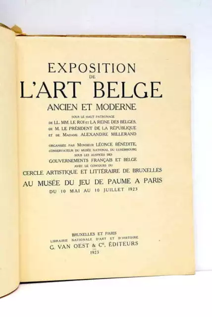 Exposition de l'art Belge ancien et moderne Jeu de Paume Paris 1923